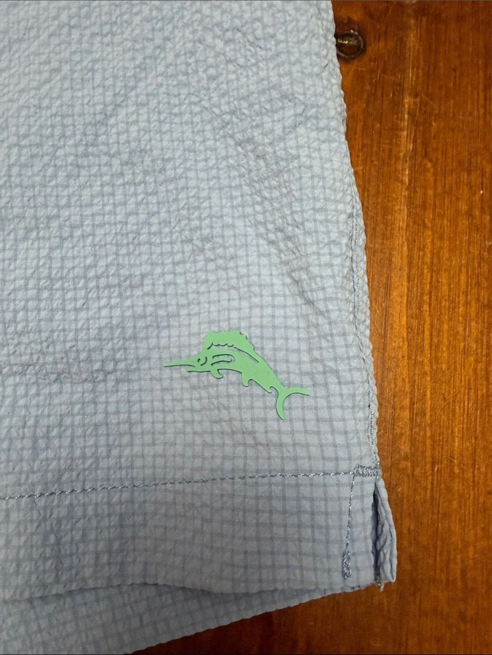 Tommy Bahama Light Blue Seersucker Swim Trunks